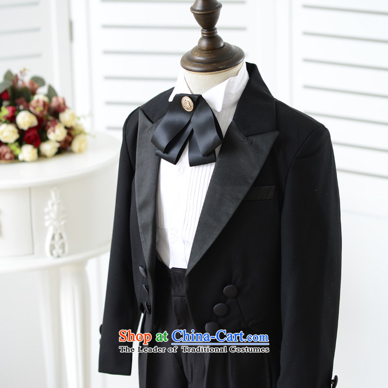 Bathing in the staff of the estate boy flower girl will dress male summer frock coat dress kit (piano) Service Children's dress  warmly welcomes YW07 black 150cm, estate shopping on the Internet has been pressed.