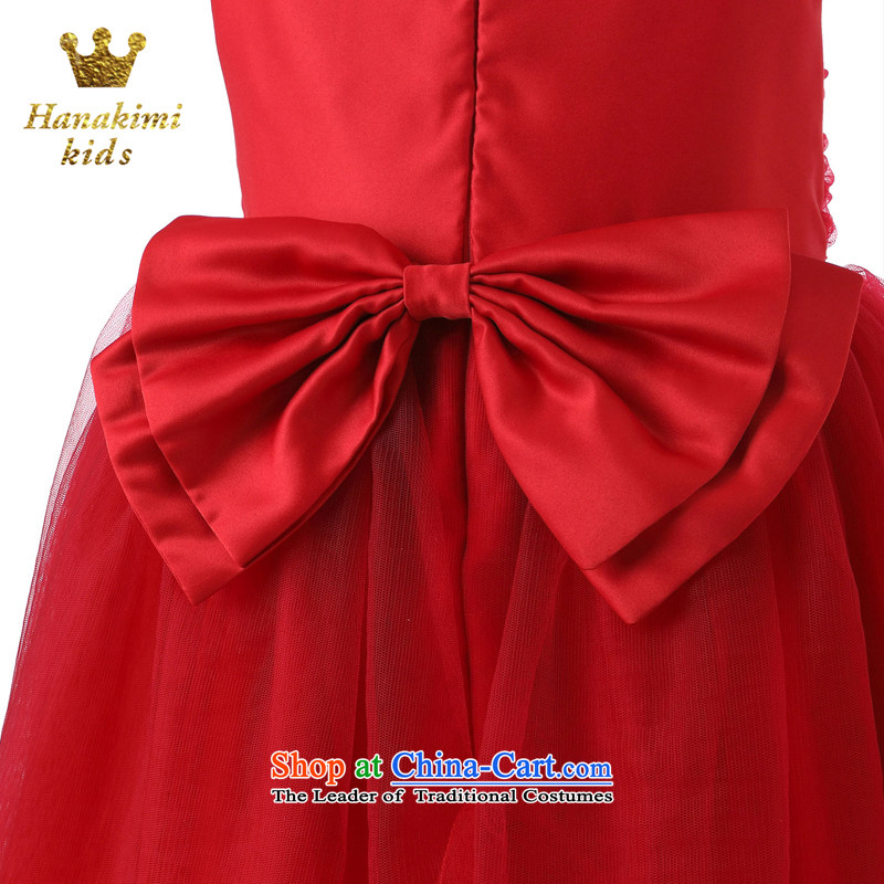 The British father of children's wear under the brandname hanakimi back with sweet Xin girls bon bon soft and comfortable dance yarn banquet dresses red 140cm custom 7-12 day delivery, spend Kwan (hanakimi) , , , shopping on the Internet