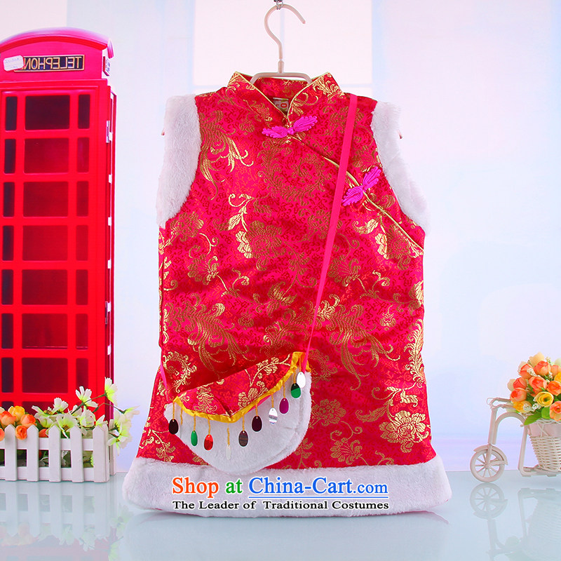 Children in Tang Dynasty girls children qipao autumn and winter clamp cotton shirt skirt small and medium-sized winter cheongsam dress pink 110 children of points and shopping on the Internet has been pressed.