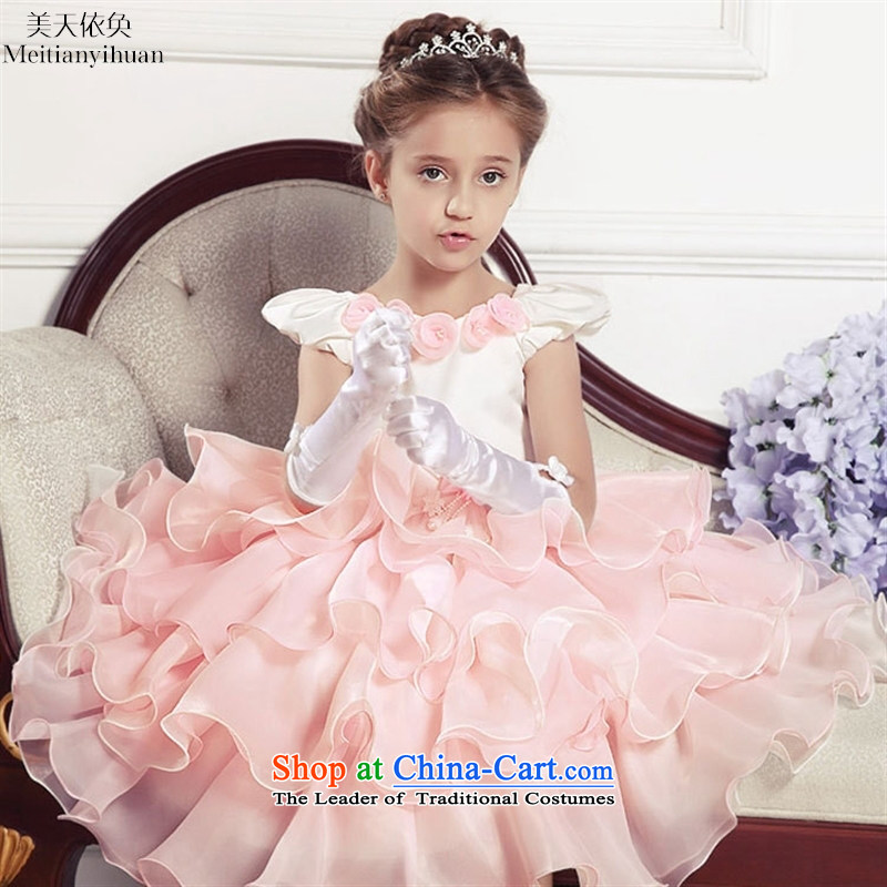 Explosion of children by 2015 dress bon bon skirt billowy flounces girls wedding flower girls wedding dress pink?130cm