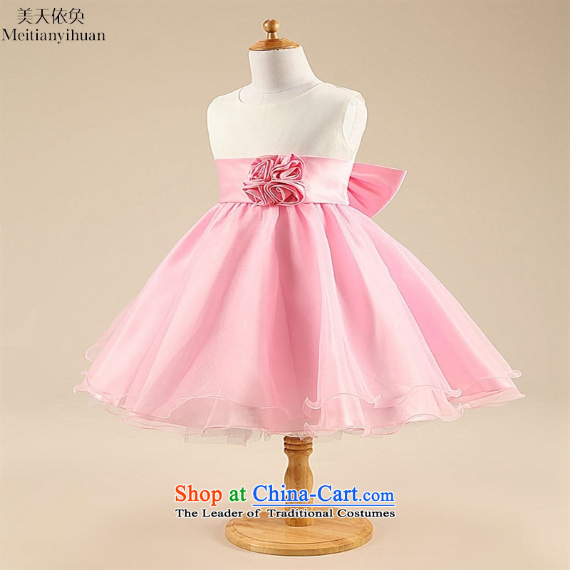 2015 Summer, children's wear skirts girls dresses gauze flowers princess dress Flower Girls skirt pink 130cm, us day in accordance with the property (meitianyihuan) , , , shopping on the Internet