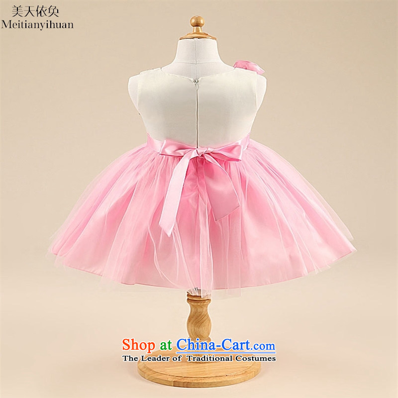 Summer rose bright big bow tie princess dress skirt Korean girls pink dresses and in accordance with the discussion day 130cm, (meitianyihuan) , , , shopping on the Internet