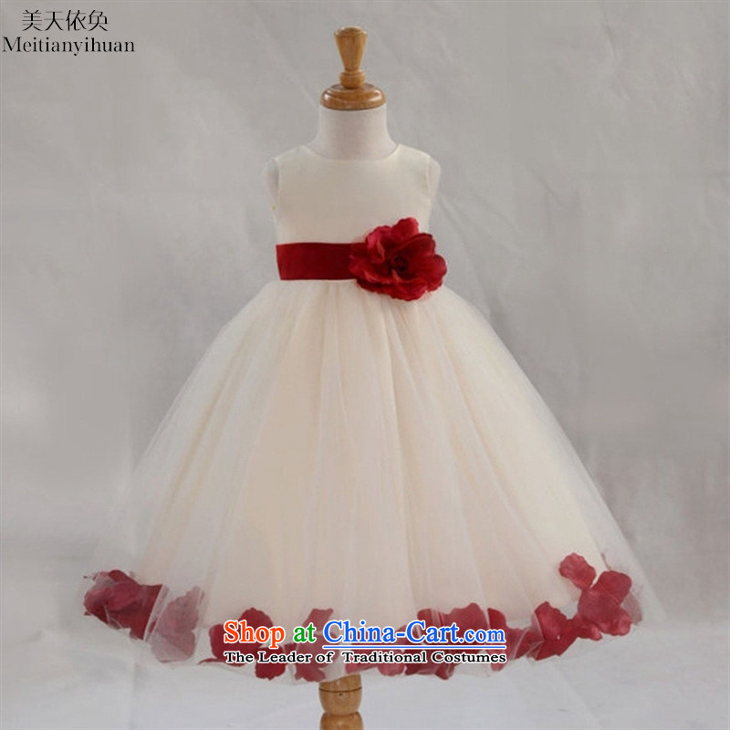 The girl child princess dresses Korean flower petals edge flower girls' skirts blue 130cm, dress us day in accordance with the property (meitianyihuan) , , , shopping on the Internet