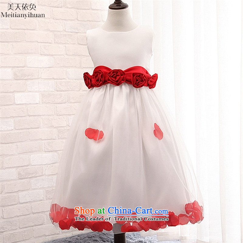 The girl child dresses stereo flowers of children and of children's wear skirts red 130cm, Princess Days In Hwan (United States) has been pressed meitianyihuan shopping on the Internet