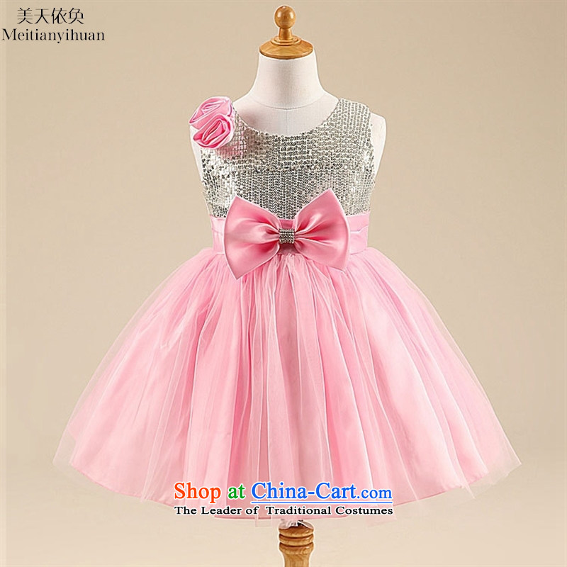 2015 new exterior light slice princess wedding flower girls dresses skirt girls bow tie dresses red 130cm, us day in accordance with the property (meitianyihuan) , , , shopping on the Internet
