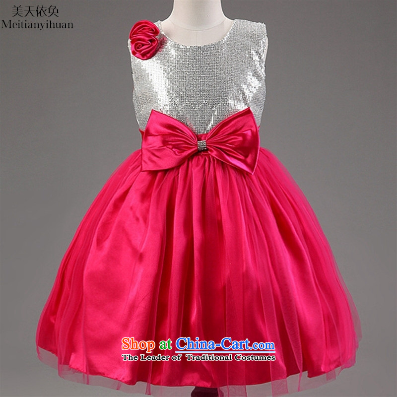 2015 new exterior light slice princess wedding flower girls dresses skirt girls bow tie dresses red 130cm, us day in accordance with the property (meitianyihuan) , , , shopping on the Internet