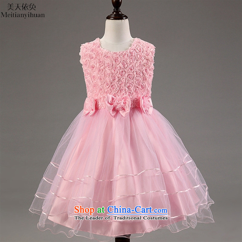 The girl's skirt 2015 Summer explosions, temperament girls dresses roses Bow Tie Princess dress skirt pink 150cm, us day in accordance with the property (meitianyihuan) , , , shopping on the Internet