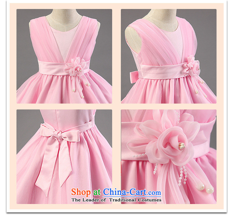 Children's dress Flower Girls dress gauze V-Neck dress roses + Pearl Pink dresses decorated belts 130cm photo, prices, brand platters! The elections are supplied in the national character of distribution, so action, buy now enjoy more preferential! As soon as possible.