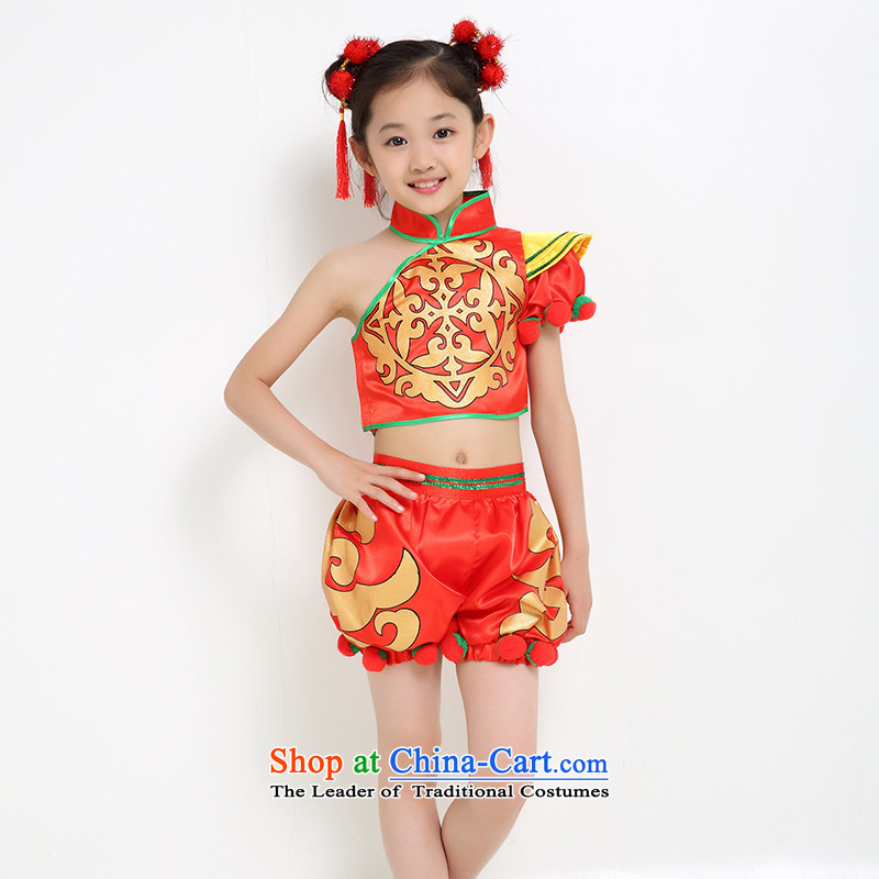 Children Dance Folk Dance will dress girls costumes and early childhood stage costumes with both men and women_ Red 120