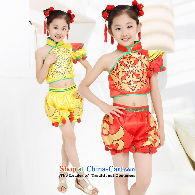 Children Dance Folk Dance will dress girls costumes and early childhood stage costumes with both men and women) red 120 times (xuanshidai Hyun) , , , shopping on the Internet