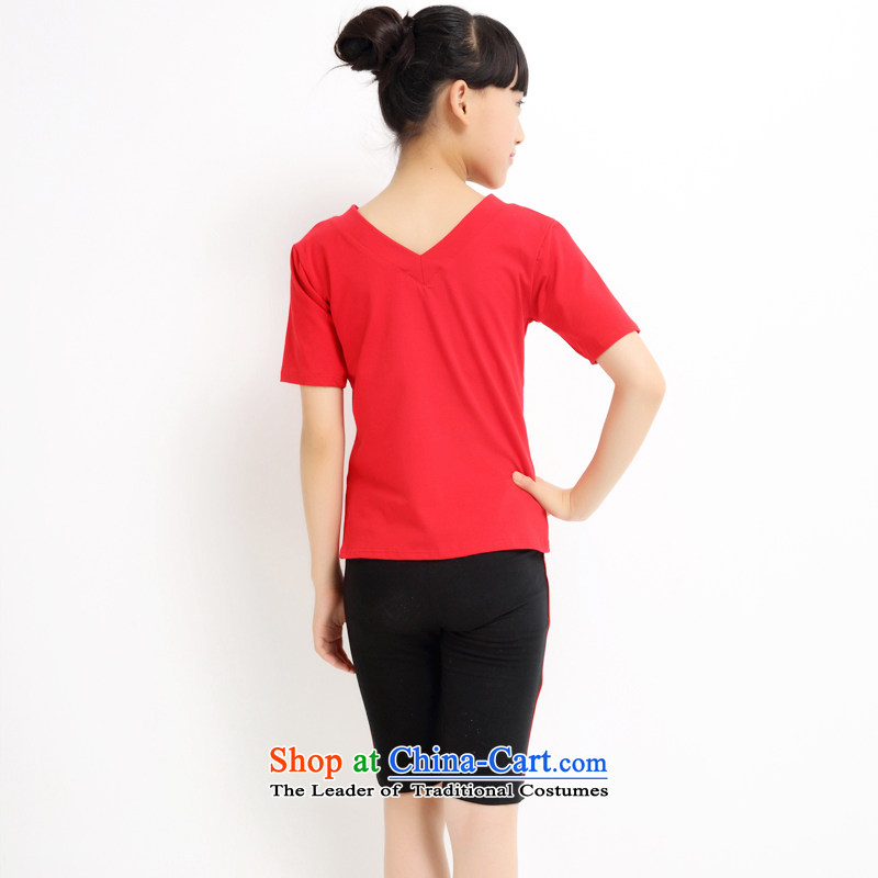 Stylish and simple version of Sau San children dance exercise clothing services for children with Latin dance performance appraisal services girls spring and summer early childhood Performance Suite 160, Hyun era (RED) has been pressed xuanshidai shopping