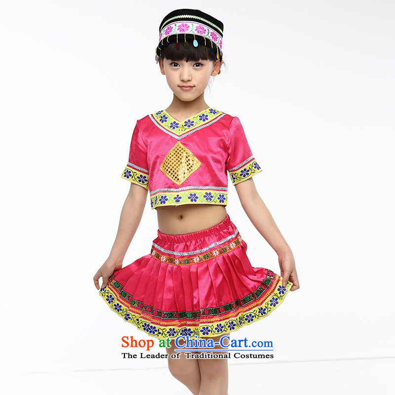 2015 children dance wearing girls children Hmong ethnic dances will dance of the Yi New clothing products in red?150