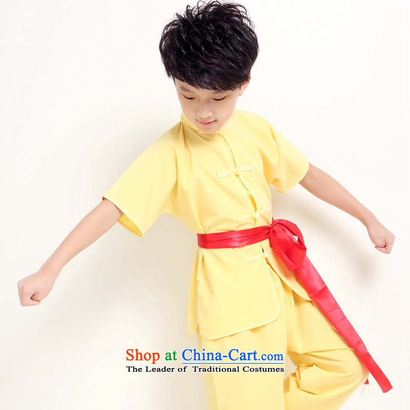 Children martial arts services for children with Taegeuk practicing summer clothing boy short-sleeved show services will serve the kung fu long-sleeved yellow 150, Hyun era (xuanshidai) , , , shopping on the Internet