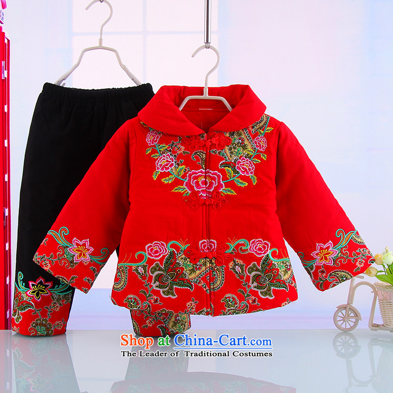 The girl child of autumn and winter pure cotton waffle warm Tang dynasty female babies outdoor New Year Holidays Tang dynasty two kits red 120 Bunnies Dodo xiaotuduoduo) , , , shopping on the Internet