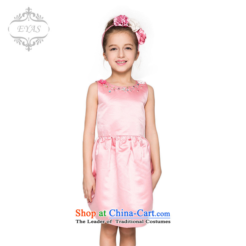 Eyas of spring and summer girls elegant flower bud vest skirt cuhk children princess dresses moderator costumes and pink 150cm