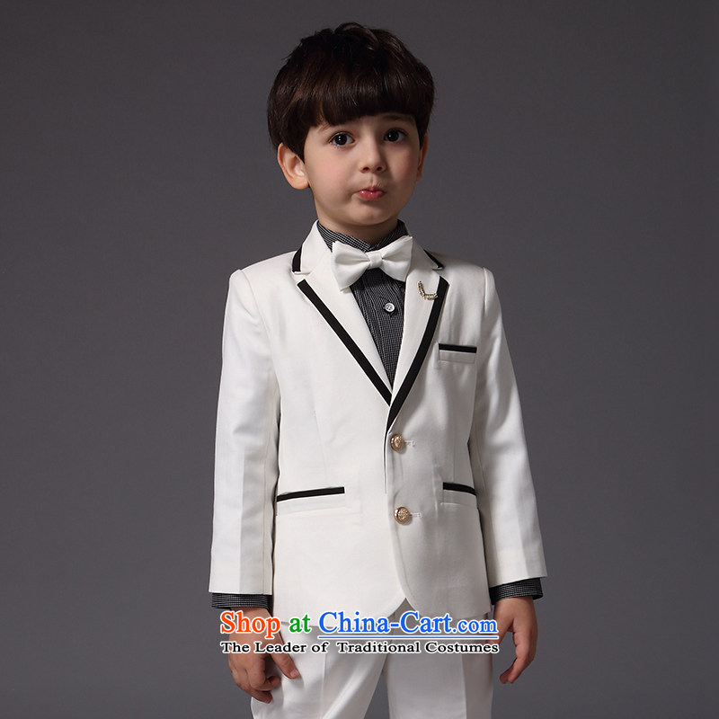 Eyas children piano costumes and boys suits Spring Kit White Flower Girls moderator dress jacket summer white four suits + trousers + + 130CM,EYAS,,, tie Online Shopping