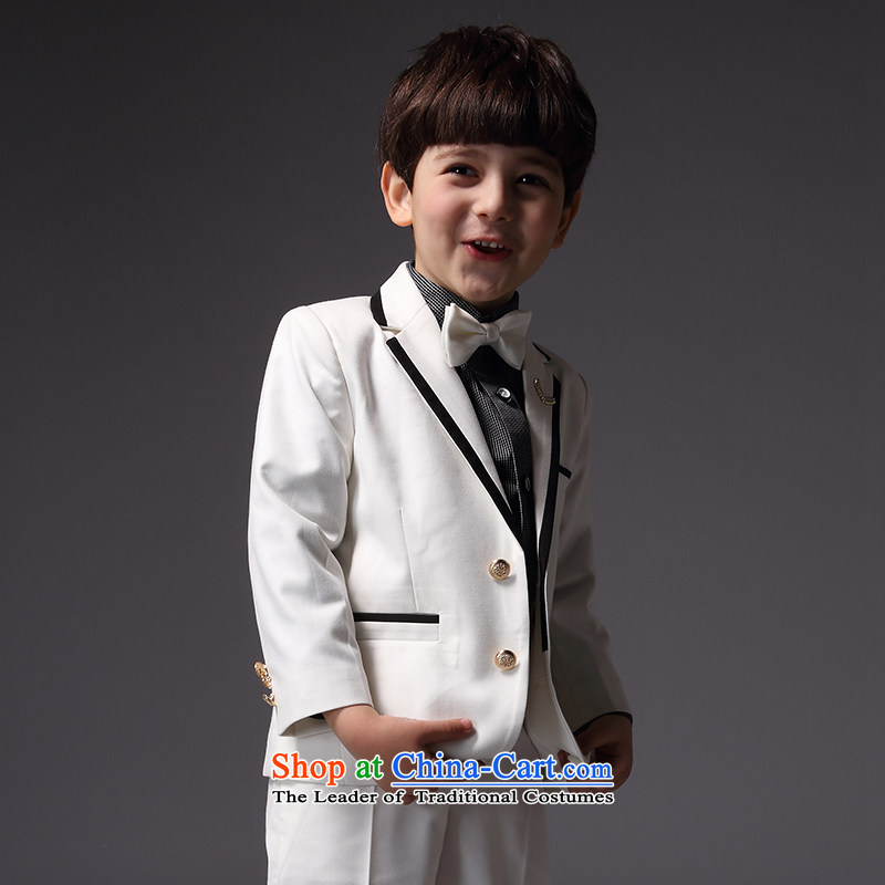 Eyas children piano costumes and boys suits Spring Kit White Flower Girls moderator dress jacket summer white four suits + trousers + + 130CM,EYAS,,, tie Online Shopping