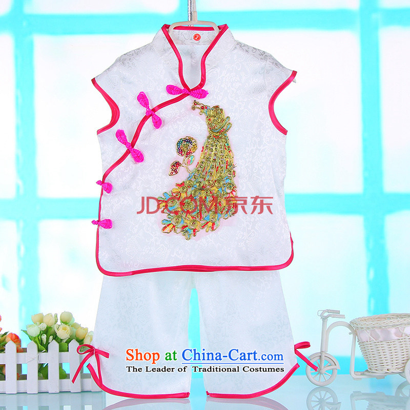 Summer 2015 new girls Tang Dynasty Package your baby clothes summer gown Chinese children aged 1-2-3 summer kit 4686th White 100