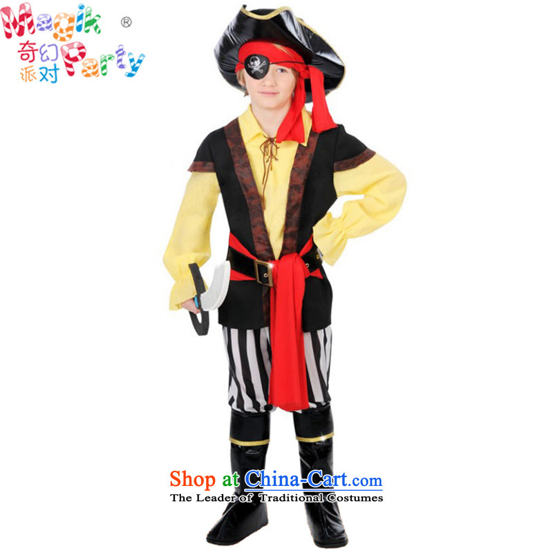 Fantasy factions of boy Halloween costume children school performance apparel costume show services photography dress boy pirates clothing pirates mounted - no eye shields and knives?Xl-145cm