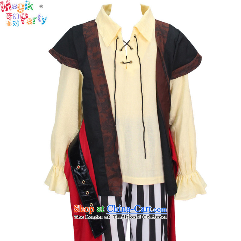 Fantasy factions of boy Halloween costume children school performance apparel costume show services photography dress boy pirates clothing pirates mounted - no eye shields and knives Xl-145cm, fantasy party (magikparty) , , , shopping on the Internet