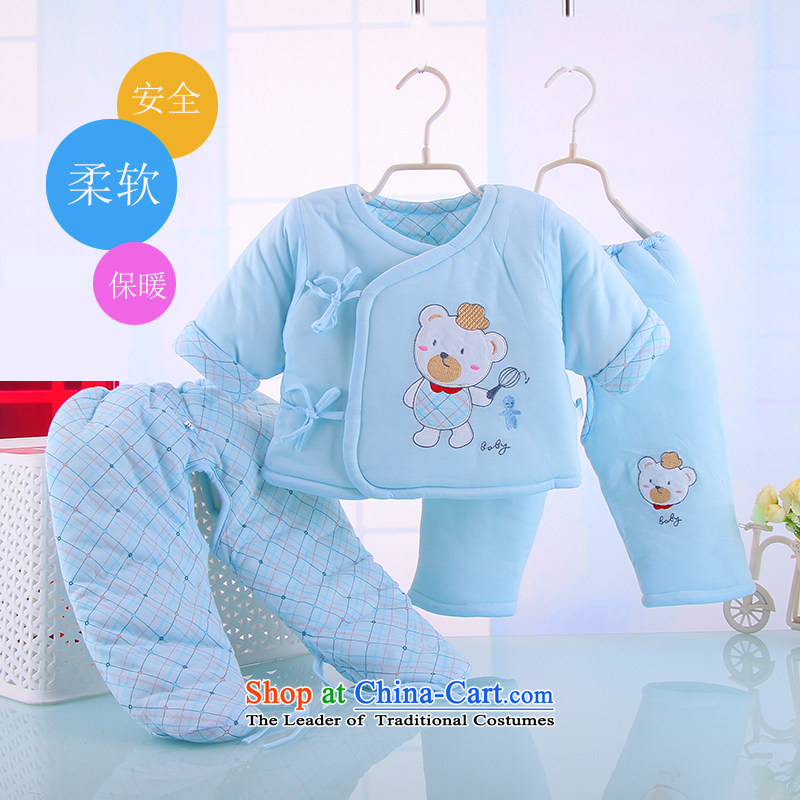 The new long-sleeved baby winter warm cotton serving a three-piece infant baby cotton coat kit baby package 4882nd blue 110 Bunnies Dodo xiaotuduoduo) , , , shopping on the Internet