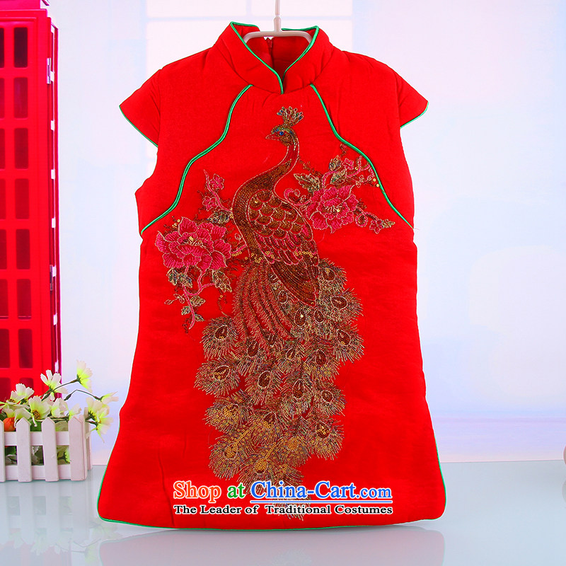 Winter new women's baby Tang dynasty cheongsam dress Warm girls ãþòâ vest skirt baby out of 110 points to red and shopping on the Internet has been pressed.