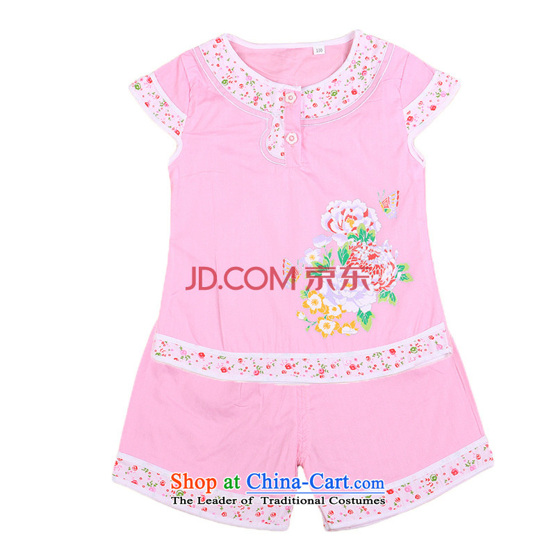 Tang Dynasty female babies children age summer sleeveless + shorts brocade coverlets Birthday holiday dress small children's wear infant 4810 rose 110 Bunnies Dodo xiaotuduoduo) , , , shopping on the Internet