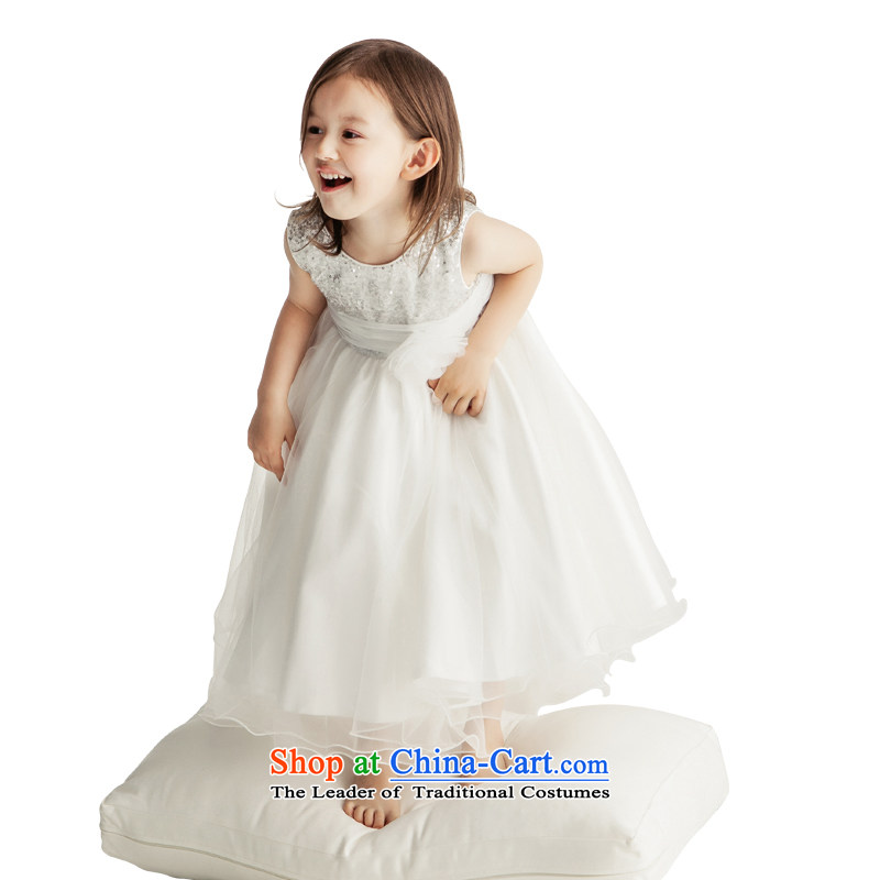 Po Jasmine children by 2015 new children's wear dresses Flower Girls dress skirt princess skirt bon bon skirt girls dress ivory140 - chest 74 Custom_