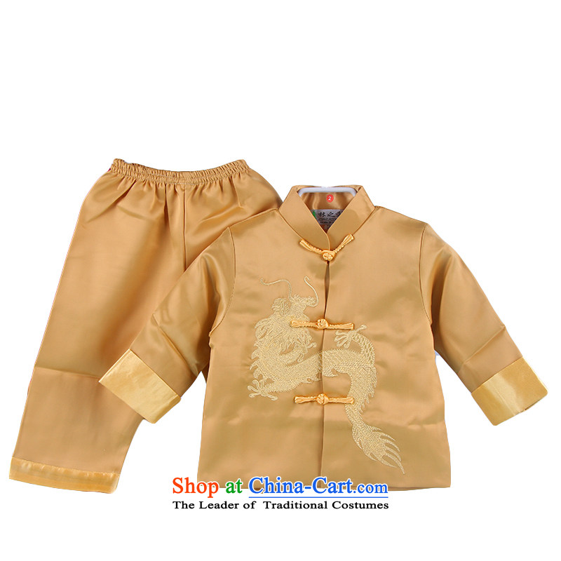 The new baby during the spring and autumn Mr Ronald Tang dynasty long-sleeved long pants boys aged 100 birthday dress photo 4500 Yellow?110