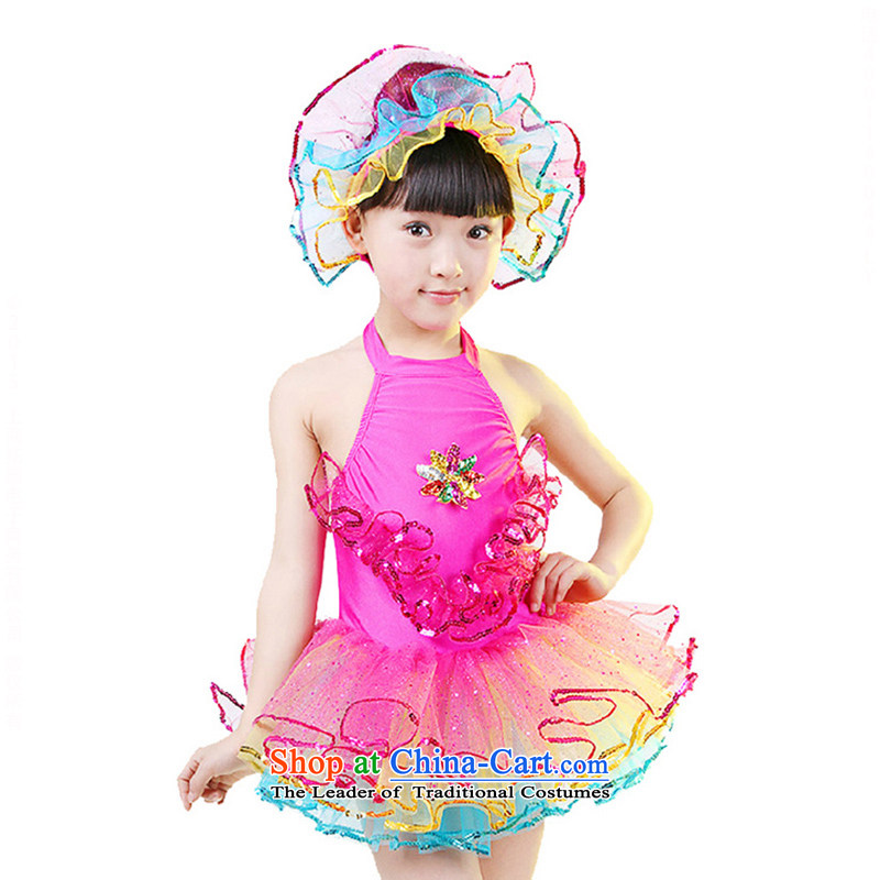 Children's entertainment will dress girls skirt on the princess chip dress modern dance child care services?in the red TZ5122-0004 dance?120cm