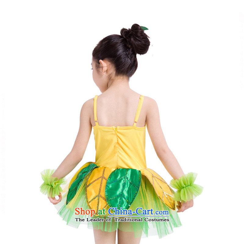 Children will green leaf girls dancing wearing peacock dance on chip modern dance performances TZ5122-0010 dress that early childhood yellow 120CM,POSCN,,, shopping on the Internet