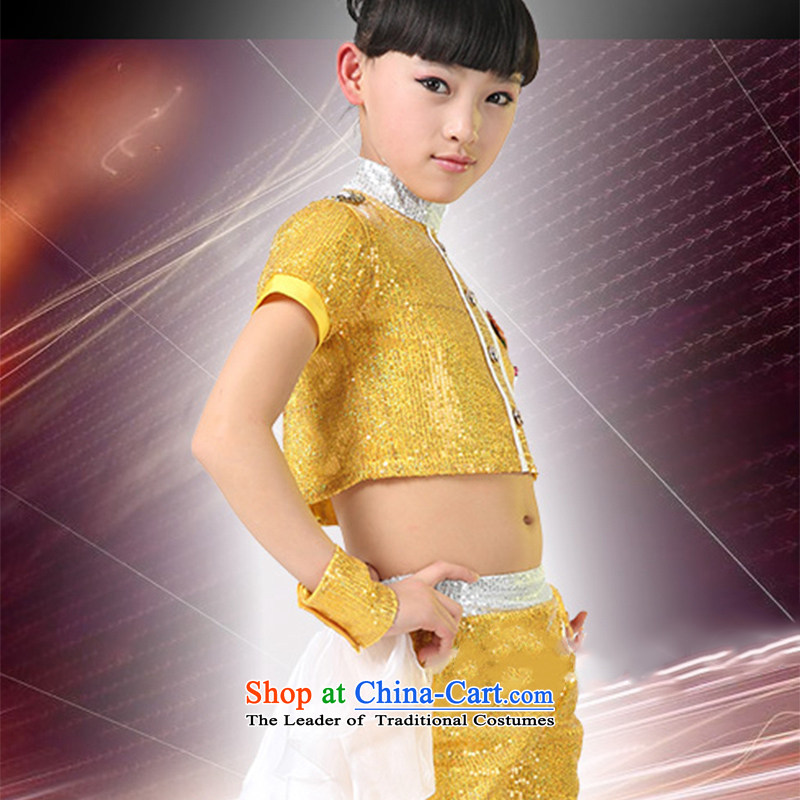 Children will jazz dance girls on chip modern dance jazz dance costume TZ5123-0006 yellow 130CM,POSCN,,, Services Online Shopping