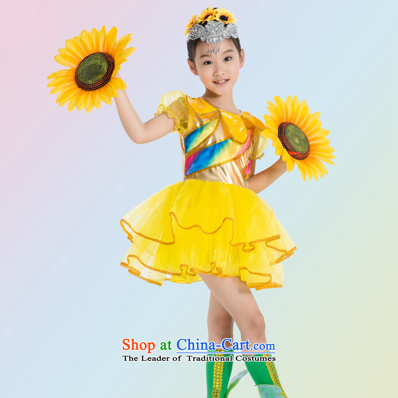Children will be yours with a small girl child-rearing orchids to Sunflower Sun Services TZ5123-0017 Costume Dance yellow 130CM,POSCN,,, shopping on the Internet