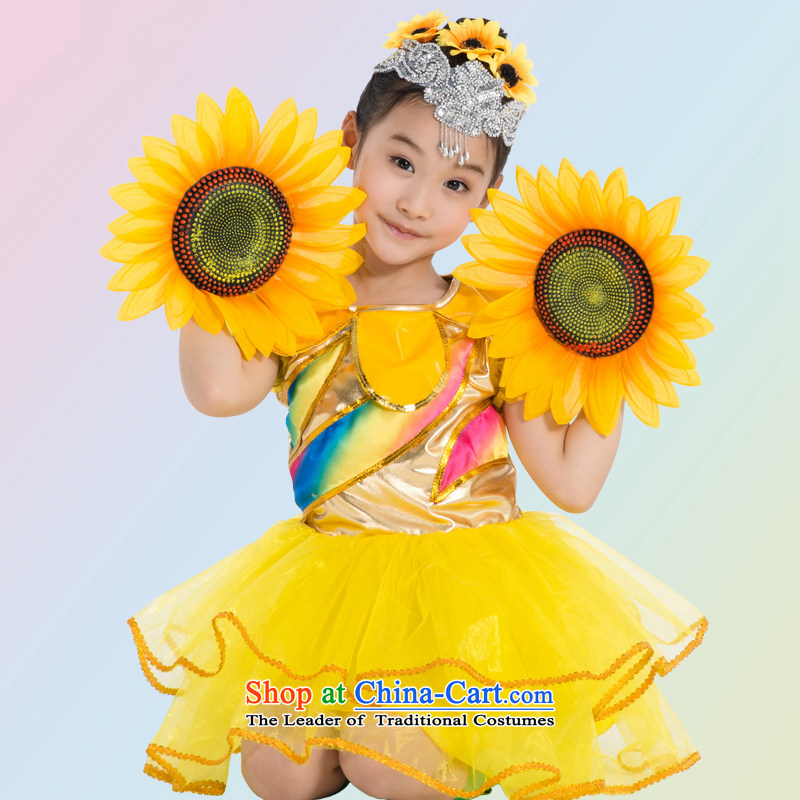Children will be yours with a small girl child-rearing orchids to Sunflower Sun Services TZ5123-0017 Costume Dance yellow 130CM,POSCN,,, shopping on the Internet