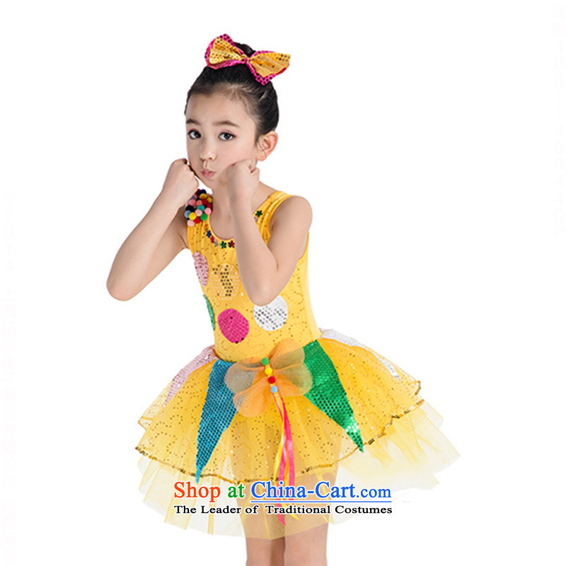 Children will dress female child care on-chip modern dance performances to girls children TZ5123-0020 yellow 130CM,POSCN,,, shopping on the Internet