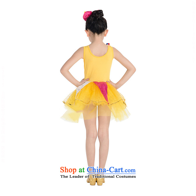 Children will dress female child care on-chip modern dance performances to girls children TZ5123-0020 yellow 130CM,POSCN,,, shopping on the Internet