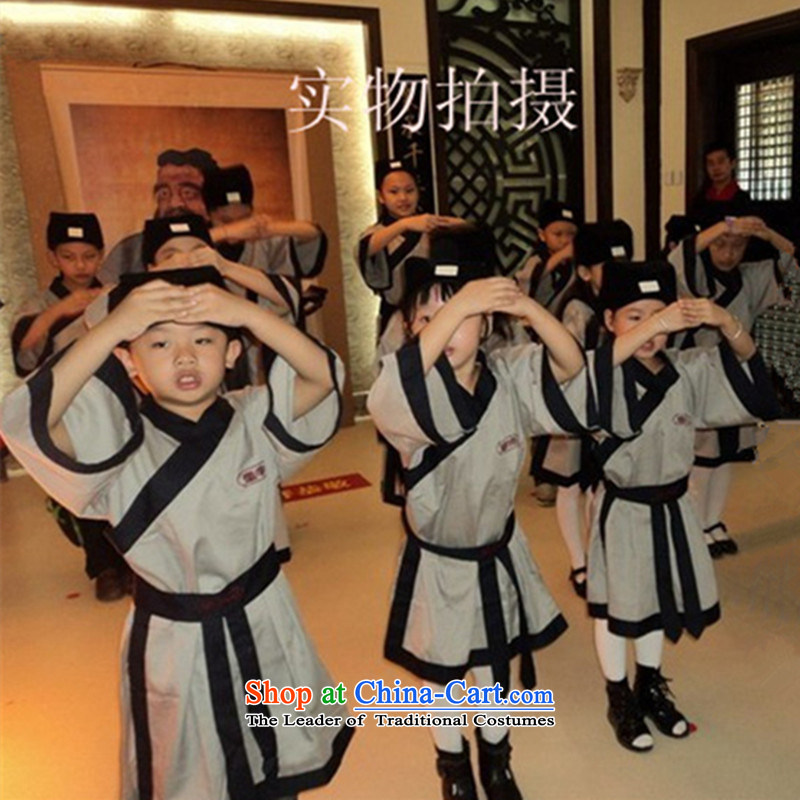 Children costume Han-scholar, the Museum Book child costumes scholar, the kindergarten teacher teaching, wearing gray dress black border to the lap of the hat of 160cm crown monkey , , , shopping on the Internet