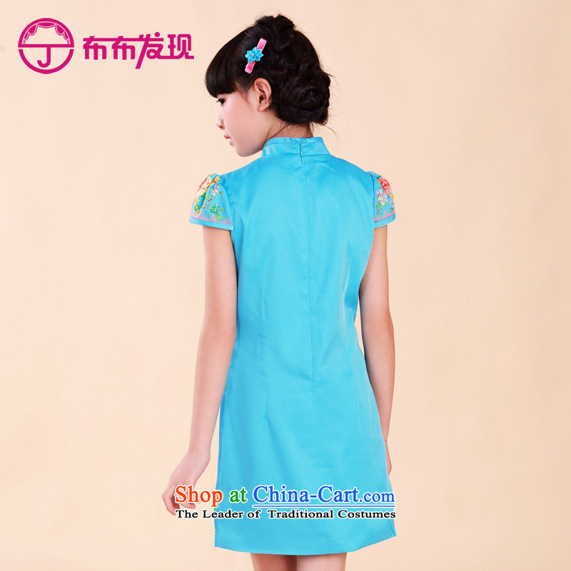 The Burkina found Summer 2015 children's wear new products of ethnic girls qipao cuhk child Tang dynasty stamp qipao skirt blue 160 bu-bu discovery (joydiscovery) , , , shopping on the Internet