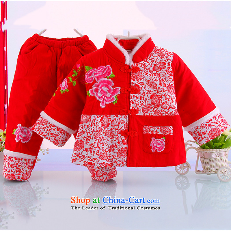 Winter new girls warm pure cotton waffle Tang Dynasty Package girls warm winter thick Tang dynasty 5235 Red?110