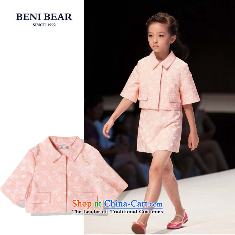Bear in Korea bunney BENI Xiong stylish Sweet small children's wear winter 2015 aristocratic girls short pink jacket, 150