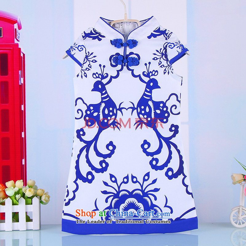 Children's Wear your baby qipao pure cotton stretch cotton children girls girls qipao skirt kids Tang dynasty 2015 New 4011 Blue 110 Summer Bunnies Dodo xiaotuduoduo) , , , shopping on the Internet