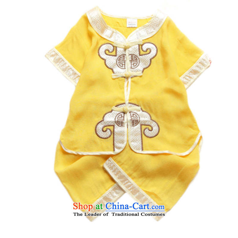 Tang Dynasty boy of ethnic Chinese children birthday gifts for summer clothing 0-1-2-3 age babies will replace Tang Shorts, short-sleeved two kits show services yellow 73 small and Dodo xiaotuduoduo) , , , shopping on the Internet