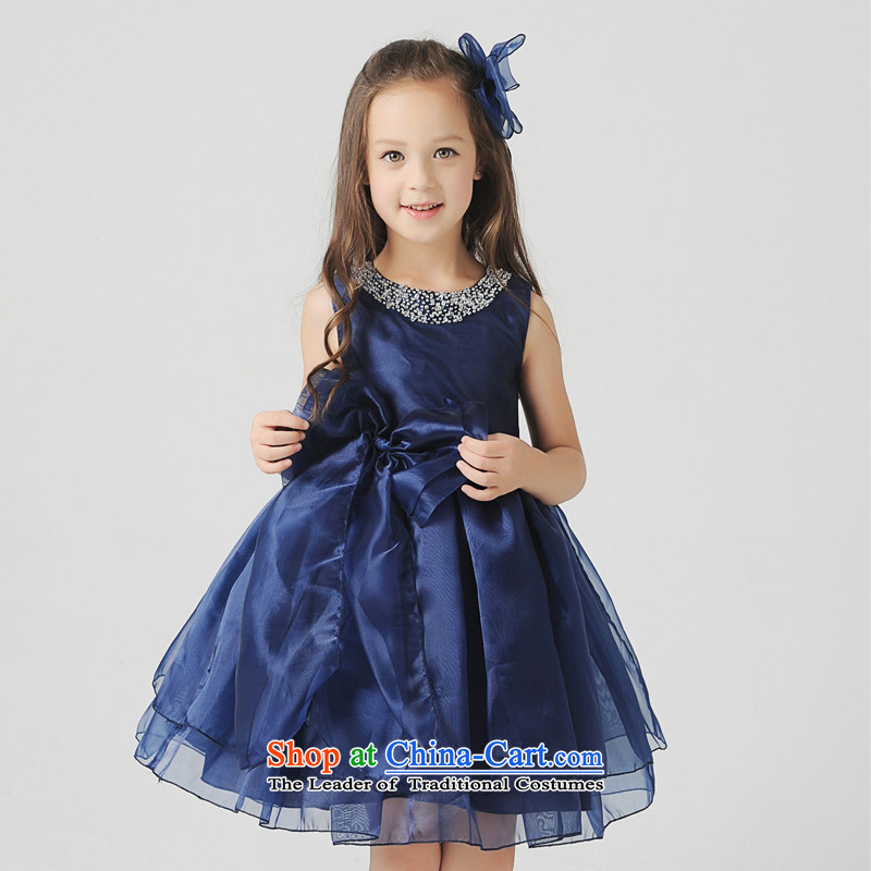 The workshop on children dresses yi costumes Flower Girls autumn and winter snow white wedding dress children Christmas Halloween dress girls dresses navy 160cm( size is too small, the square has been pressed clothes shopping on the Internet