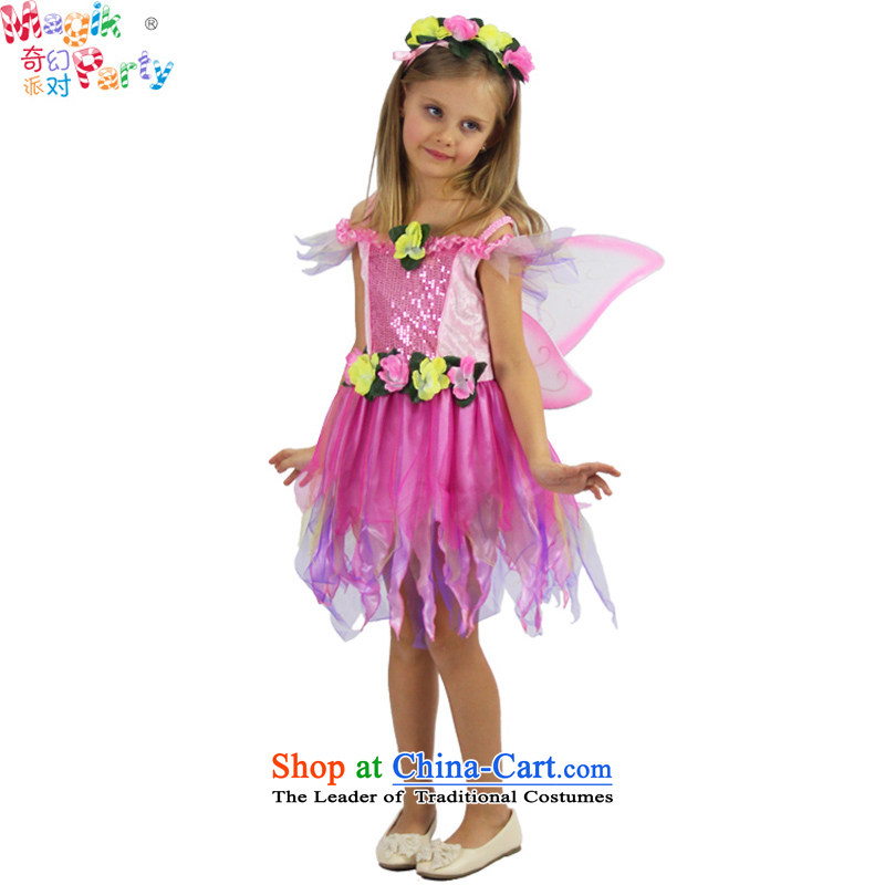 Fantasy party kindergarten costumes daughter birthday gift girls butterfly dresses Flower Fairies  Princess skirt pink 7-8 code 120cm, fantasy party (magikparty) , , , shopping on the Internet