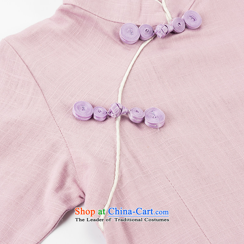 Child Lok Wei spring and autumn) Children Tang dynasty qipao girls 7 cuff dresses solid color cotton linen Chinese Antique baby skirts purple 80 child Lok Wei (tonglehui) , , , shopping on the Internet
