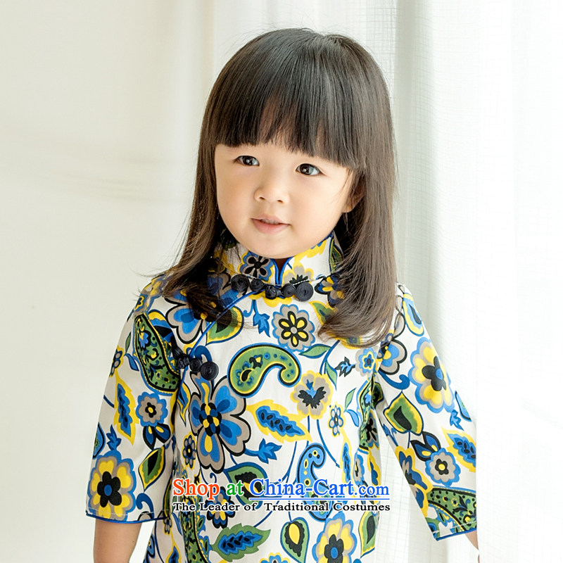 Child Lok Wei spring and autumn) Children Tang dynasty qipao girls 7 cuff dresses abstract flower VISCOSE SATIN pure cotton dress suit 80 Chinese baby boy Lok Wei (tonglehui) , , , shopping on the Internet