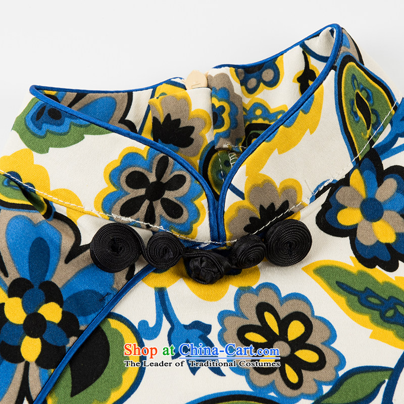 Child Lok Wei spring and autumn) Children Tang dynasty qipao girls 7 cuff dresses abstract flower VISCOSE SATIN pure cotton dress suit 80 Chinese baby boy Lok Wei (tonglehui) , , , shopping on the Internet
