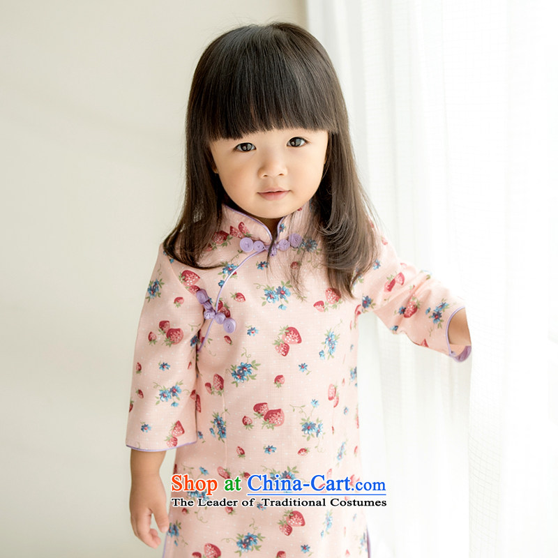 Child Lok Wei spring and autumn) Children Tang dynasty qipao girls 7 cuff dresses sweet small strawberries pure cotton dress suit 110 Chinese baby boy Lok Wei (tonglehui) , , , shopping on the Internet