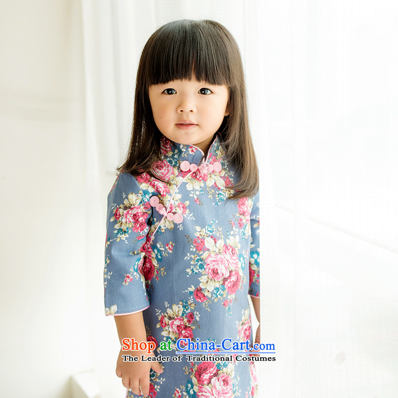 Child Lok Wei spring and autumn) Children Tang dynasty qipao girls 7 cuff dresses floral cotton dress suits your baby antique Chinese 80 child Lok Wei (tonglehui) , , , shopping on the Internet
