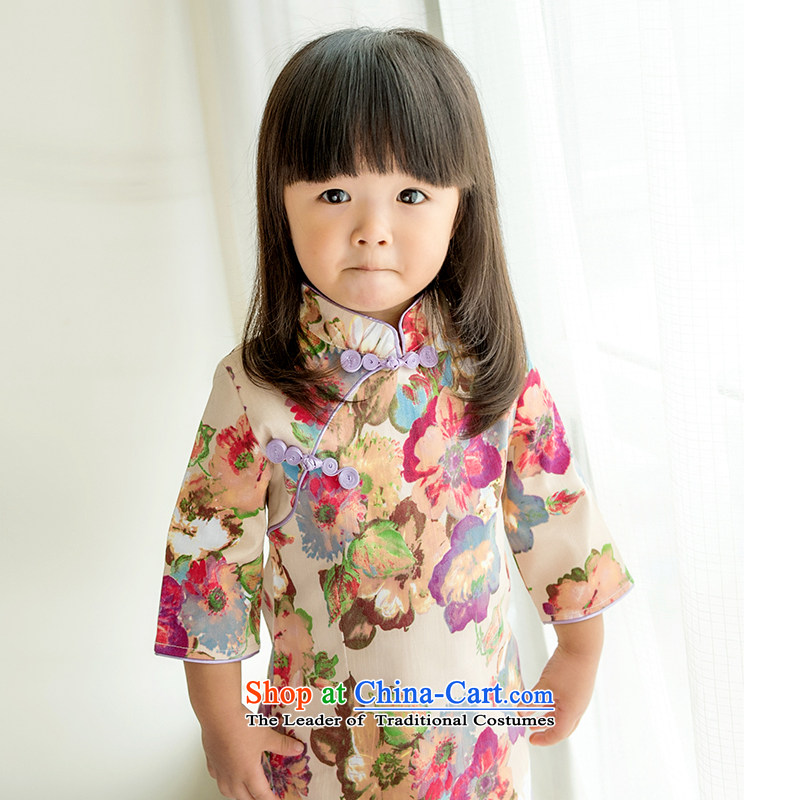 Child Lok Wei spring and autumn) Children Tang dynasty qipao girls 7 cuff dresses stamp Kung Pure Cotton satin dress suits your baby Chinese 90 child Lok Wei (tonglehui) , , , shopping on the Internet